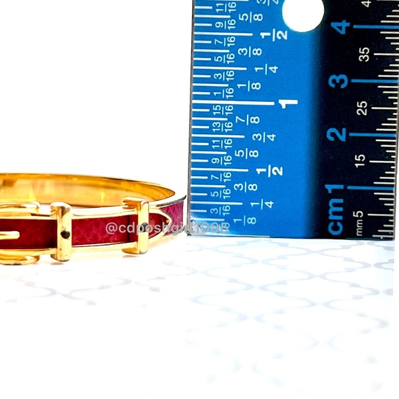 Hermès Ceinture red bracelet lizard leather gold plated bangle jonc authentic - Picture 15 of 16